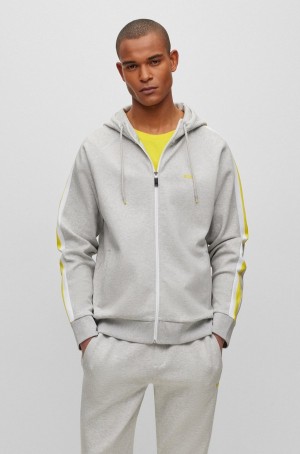 Chandals Hugo Boss Algodon-blend Regular-fit With A Rayas Tape Hombre Grises Claro | 78521-MCBP