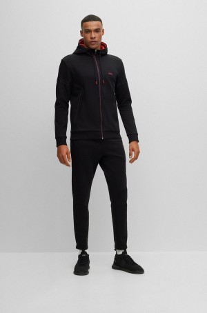 Chandals Hugo Boss Algodon-blend With Contrast Branding Hombre Negros | 28654-QPZI
