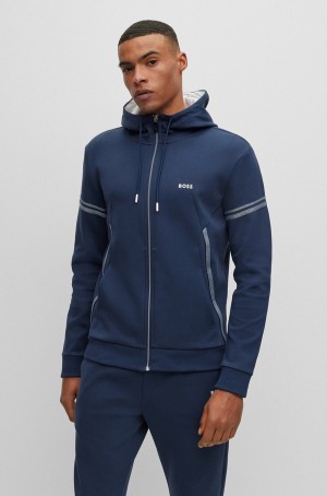 Chandals Hugo Boss Algodon-blend With Contrast Branding Hombre Azules Oscuro | 14259-CXKT