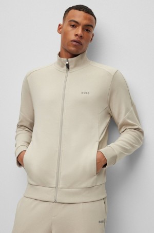 Chandals Hugo Boss Interlock-cotton With Contrast Branding Hombre Beige Claro | 61843-RFTU