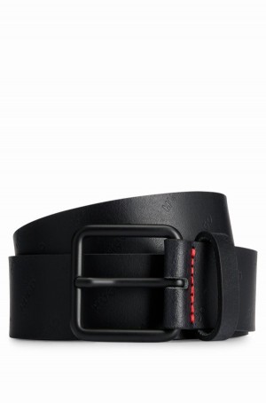 Cinturones Hugo Boss Cuero With Logo-embossed Correa Hombre Negros | 14837-FPEO