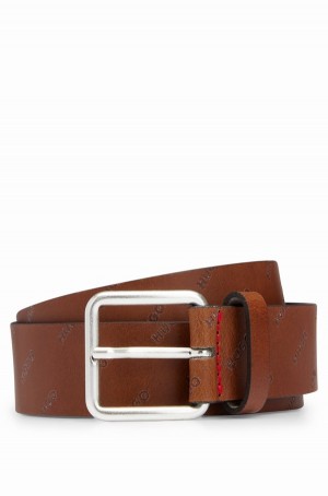 Cinturones Hugo Boss Cuero With Logo-embossed Correa Hombre Marrom | 12768-ZPAL