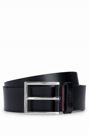Cinturones Hugo Boss Cuero With Logo-stamped Keeper Hombre Negros | 38901-XQNI