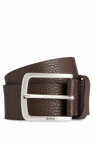 Cinturones Hugo Boss Grained Italian-leather With Branded Hebilla Hombre Marrom Oscuro | 95210-XVCF