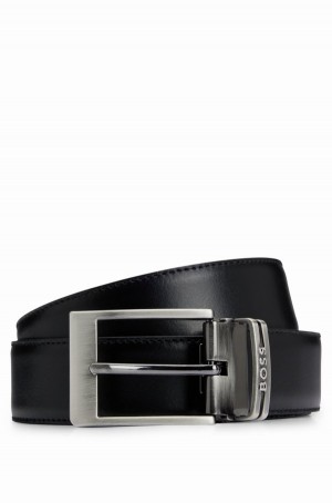Cinturones Hugo Boss Italian-leather Reversible With Branded Keeper Hombre Marrom Oscuro | 50172-IYKT