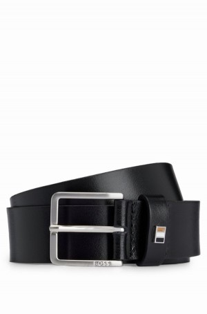 Cinturones Hugo Boss Italian-leather With Signature-stripe Hardware Hombre Negros | 20875-PKSQ
