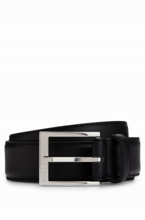 Cinturones Hugo Boss Italian-leather With Logo Hebilla Hombre Negros | 10425-LIKJ