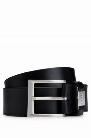 Cinturones Hugo Boss Italian-leather With Logo Keeper And Brushed Hardware Hombre Negros | 74591-TFLZ