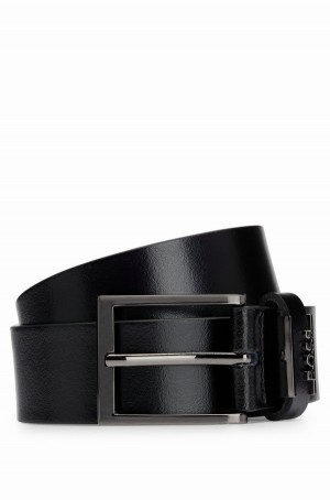 Cinturones Hugo Boss Italian-leather With Logo Hardware Trim Hombre Negros | 83095-RJTP