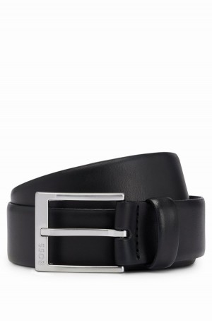 Cinturones Hugo Boss Italian-leather With Silver-toned Hebilla Hombre Negros | 87432-XSEL