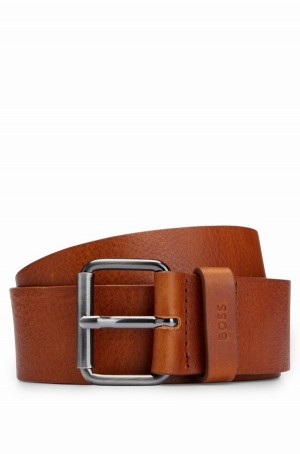 Cinturones Hugo Boss Italian-leather With Gunmetal-effect Hardware Hombre Marrom | 21790-WOBJ