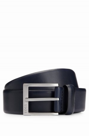 Cinturones Hugo Boss Italian-leather With Silver-toned Hebilla Hombre Azules Oscuro | 89103-SCAB
