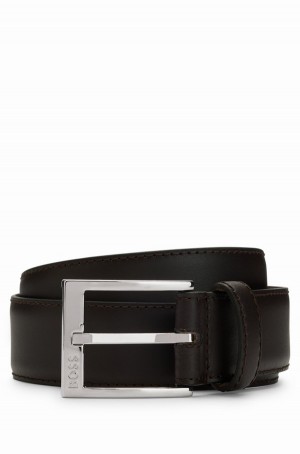 Cinturones Hugo Boss Italian-leather With Logo Hebilla Hombre Marrom Oscuro | 81245-WFTC