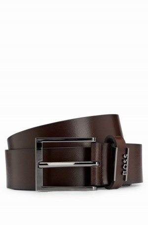 Cinturones Hugo Boss Italian-leather With Logo Hardware Trim Hombre Marrom Oscuro | 35914-QHRX