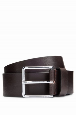 Cinturones Hugo Boss Italian-leather With Branded Pin Hebilla Hombre Marrom Oscuro | 21405-RLZH