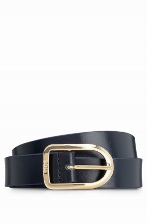 Cinturones Hugo Boss Italian-leather With Gold-tone Hebilla Mujer Azules Oscuro | 69754-YCIR