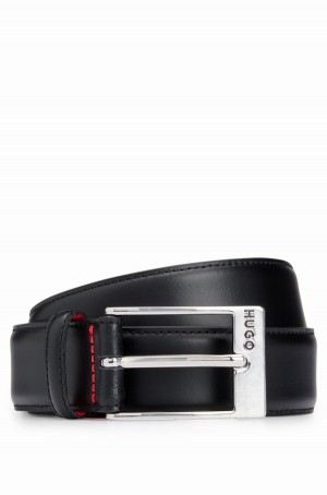Cinturones Hugo Boss Italian-made In Smooth Cuero With Logo Hebilla Hombre Negros | 87413-TAHM