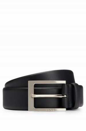 Cinturones Hugo Boss Nappa-leather With Pin Hebilla Hombre Negros | 30896-ELDC