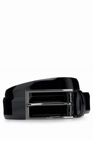 Cinturones Hugo Boss Pin-buckle In Italian Charol Cuero Hombre Negros | 36198-CHUO