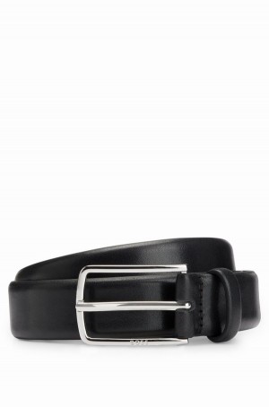 Cinturones Hugo Boss Pin-buckle In Vegetable-tanned Cuero Hombre Negros | 65143-CMZE