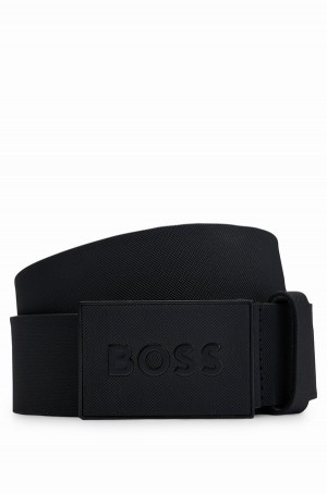 Cinturones Hugo Boss Plaque-buckle In Italian Cuero Hombre Negros | 75601-VZUS