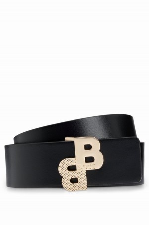 Cinturones Hugo Boss Reversible In Italian Cuero With Monogram Hebilla Mujer Negros | 72014-TBUY