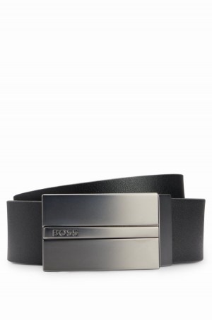 Cinturones Hugo Boss Reversible Italian-leather With Plaque And Pin Buckles Hombre Negros | 97362-PTUD
