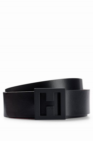Cinturones Hugo Boss Reversible Italian-leather With 'H' Hebilla Mujer Negros | 16389-GQVS