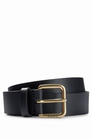 Cinturones Hugo Boss Smooth-leather With Antique-brass Hebilla Mujer Negros | 78493-QAHN