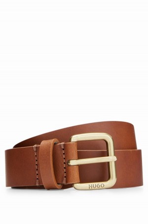 Cinturones Hugo Boss Smooth-leather With Antique-brass Hebilla Mujer Marrom | 35862-GWKC