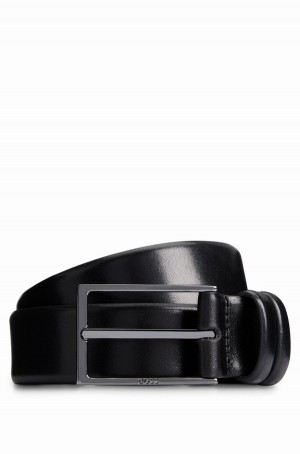 Cinturones Hugo Boss Vegetable-tanned Cuero With Gunmetal Hardware Hombre Negros | 82390-EIMB