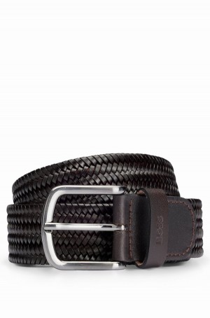 Cinturones Hugo Boss Woven-leather With Gunmetal Pin Hebilla Hombre Marrom Oscuro | 68249-JUAZ