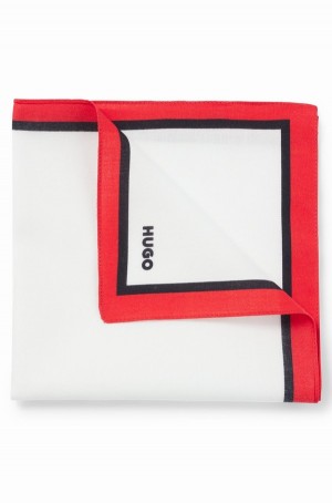 Corbatas Hugo Boss Algodon-satin With Border And Logo Hombre Negros Rojos Blancos | 17364-CWOJ