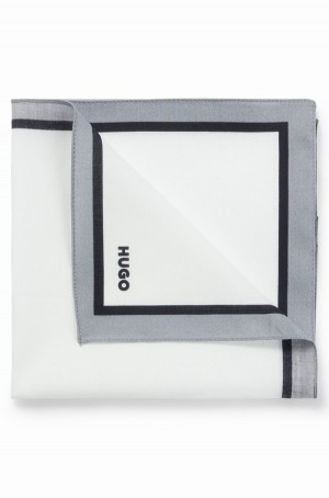 Corbatas Hugo Boss Algodon-satin With Border And Logo Hombre Grises Oscuro | 38795-CDNT