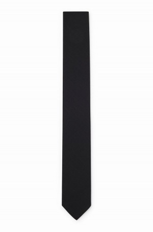Corbatas Hugo Boss Anti-wrinkle In A Lana Blend Hombre Negros | 98071-VCDB