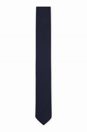 Corbatas Hugo Boss Anti-wrinkle In A Lana Blend Hombre Azules Oscuro | 81342-WTVY