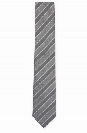 Corbatas Hugo Boss Diagonal-striped In Silk Jacquard Hombre Plateados | 90851-OSPD
