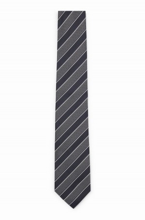 Corbatas Hugo Boss Diagonal-striped In Silk Jacquard Hombre Grises Oscuro | 60498-FIYD