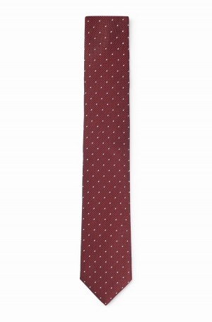 Corbatas Hugo Boss Dot-pattern In A Silk Blend Hombre Rojos Oscuro | 76851-ZIWK