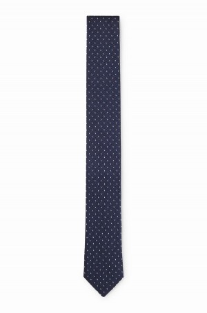 Corbatas Hugo Boss Dot-pattern In Silk Jacquard Hombre Azules Oscuro | 50621-FNIU
