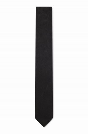 Corbatas Hugo Boss Italian-made In Pure-silk Jacquard Hombre Negros | 80632-ZWXL