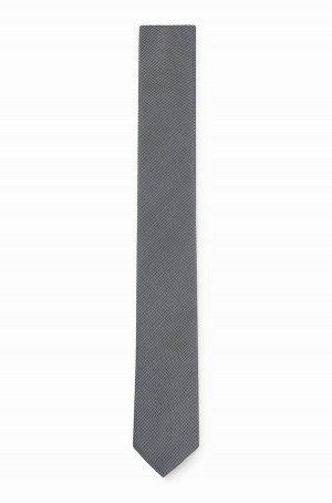 Corbatas Hugo Boss Micro-patterned In Pure Silk Hombre Grises Oscuro | 34920-OBLC
