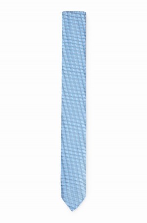 Corbatas Hugo Boss Micro-patterned In Recycled Fabric Hombre Azules Claro | 90168-SJXC