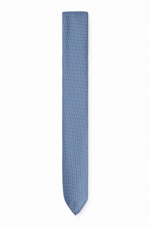 Corbatas Hugo Boss Micro-patterned In Recycled Fabric Hombre Azules Claro | 73904-HNVA