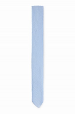 Corbatas Hugo Boss Micro-structured In Recycled Fabric Hombre Azules Claro | 89507-EUHG