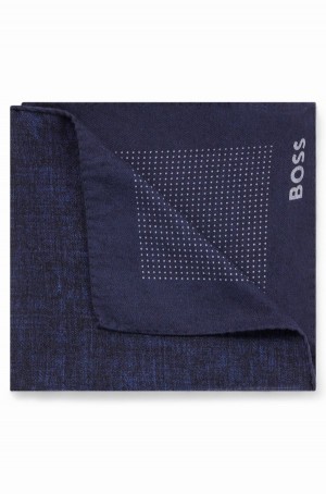 Corbatas Hugo Boss Printed In Algodon And Lana Hombre Azules Oscuro | 71843-OYIC