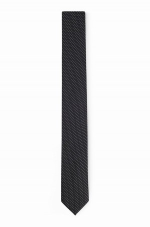 Corbatas Hugo Boss Pure-silk With Jacquard-woven Pattern Hombre Negros | 94762-EQXS