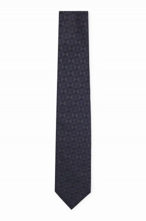 Corbatas Hugo Boss Silk With Jacquard Pattern Hombre Azules Oscuro | 43082-ZLYK