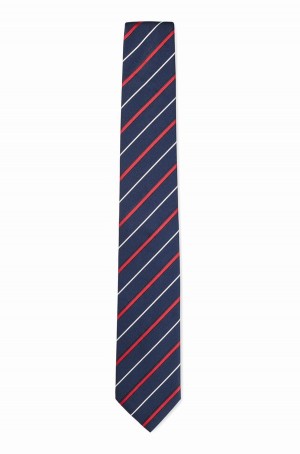Corbatas Hugo Boss Silk-blend With All-over Diagonal Stripe Hombre Azules Oscuro | 76250-TRYE