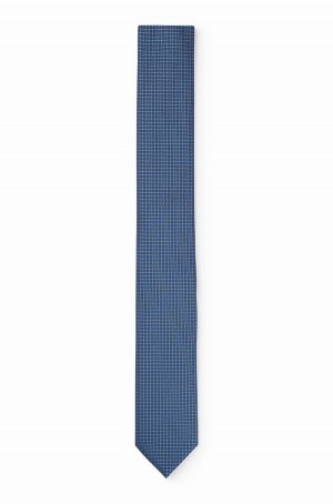 Corbatas Hugo Boss Silk-blend With Jacquard Pattern Hombre Azules Oscuro | 60185-GFNR